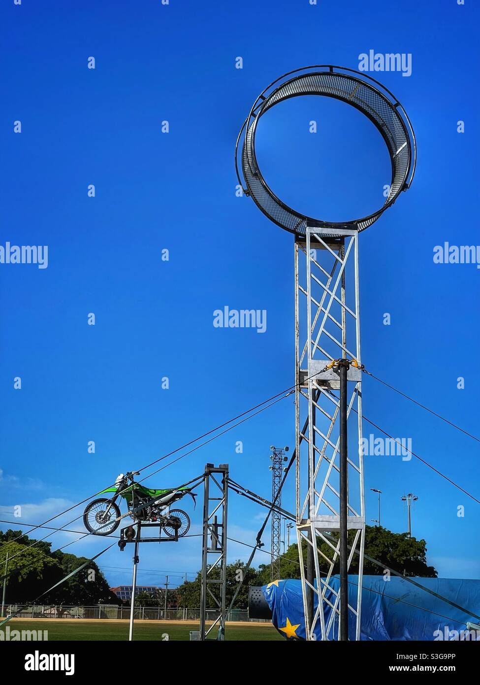 Dispositivo di stunt di motociclo Foto Stock