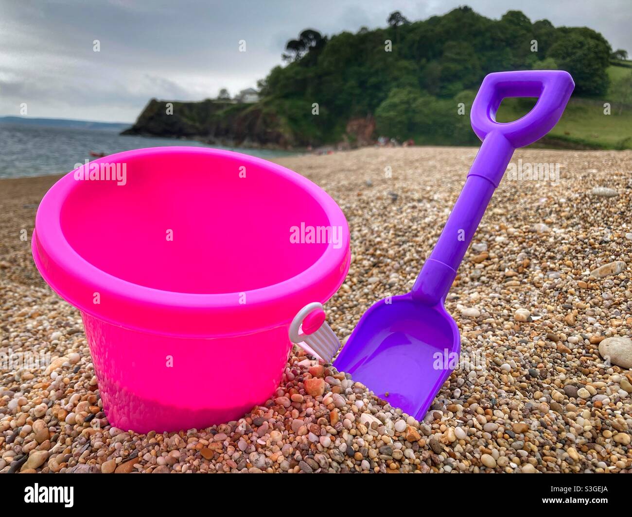 Blackpool Sands - secchio e vanga Foto Stock