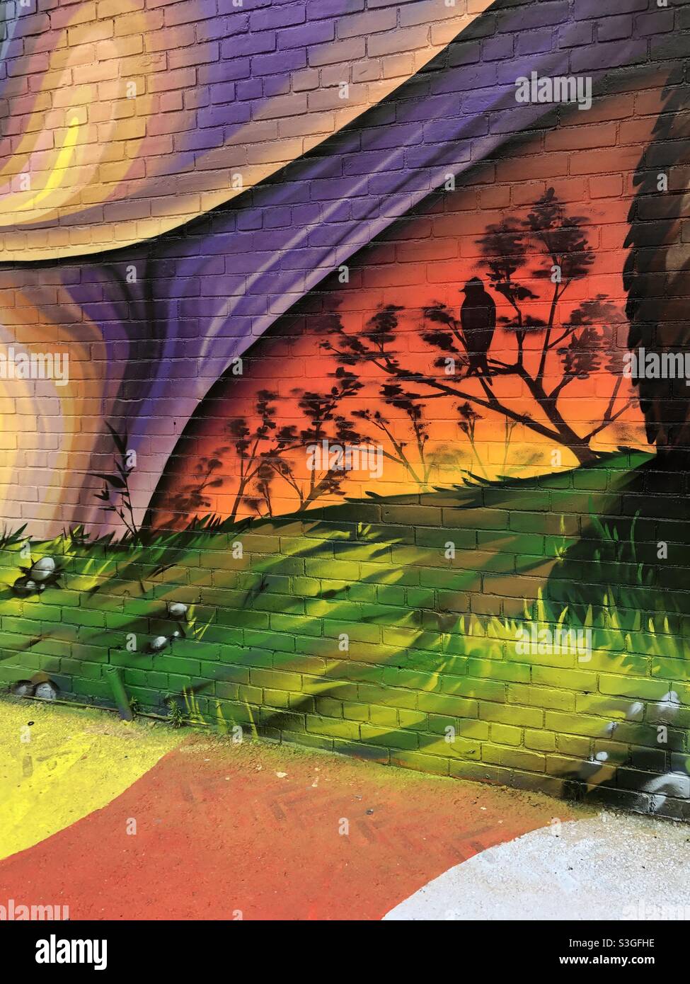 Colorato urban street art a Toronto in Canada. - Immagine stock catturata con smartphone