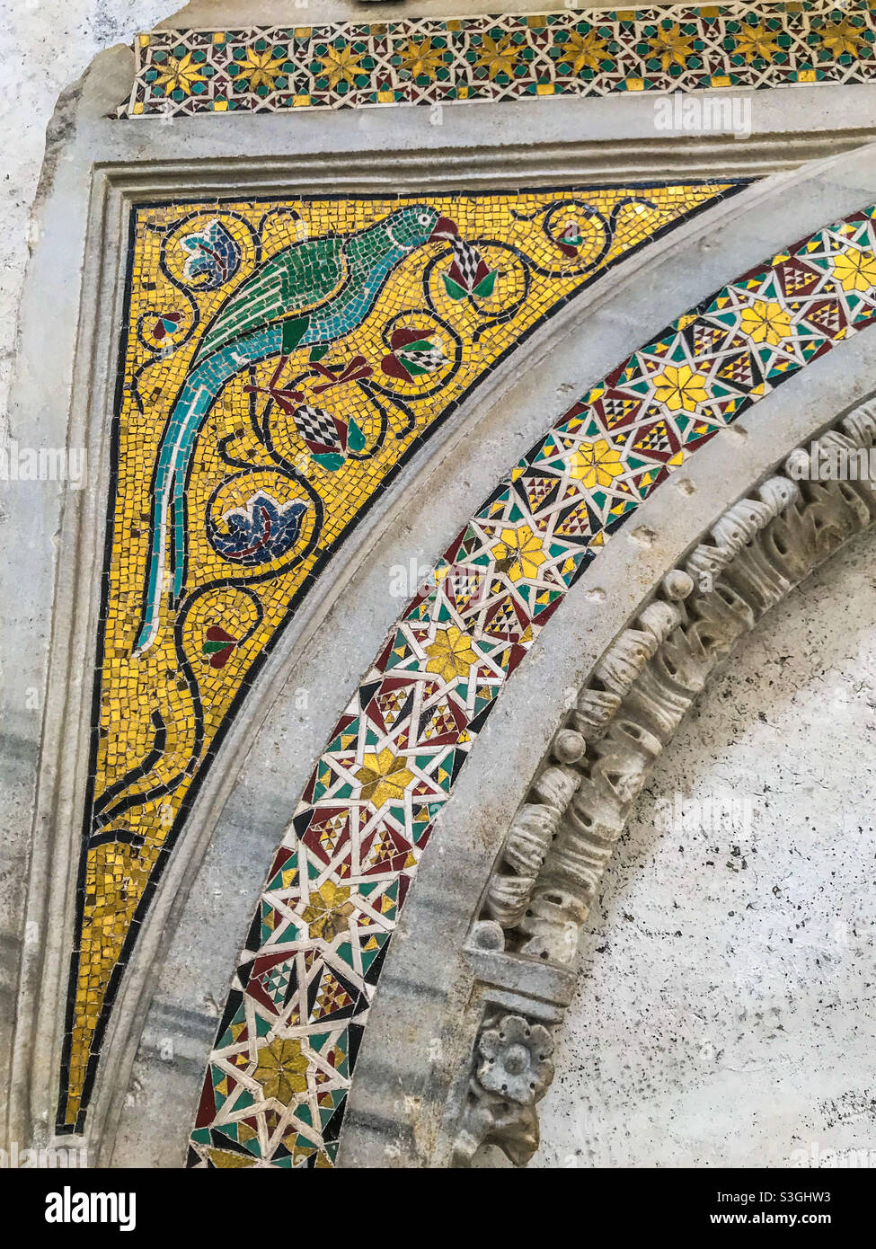 Uccello mosaico, chiesa di Amalfi, Italia - Immagine stock catturata con smartphone