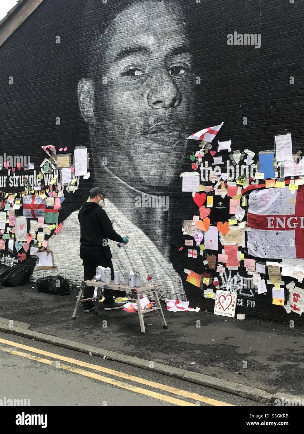 Murale di Marcus Rashford, withington, Manchester Foto Stock