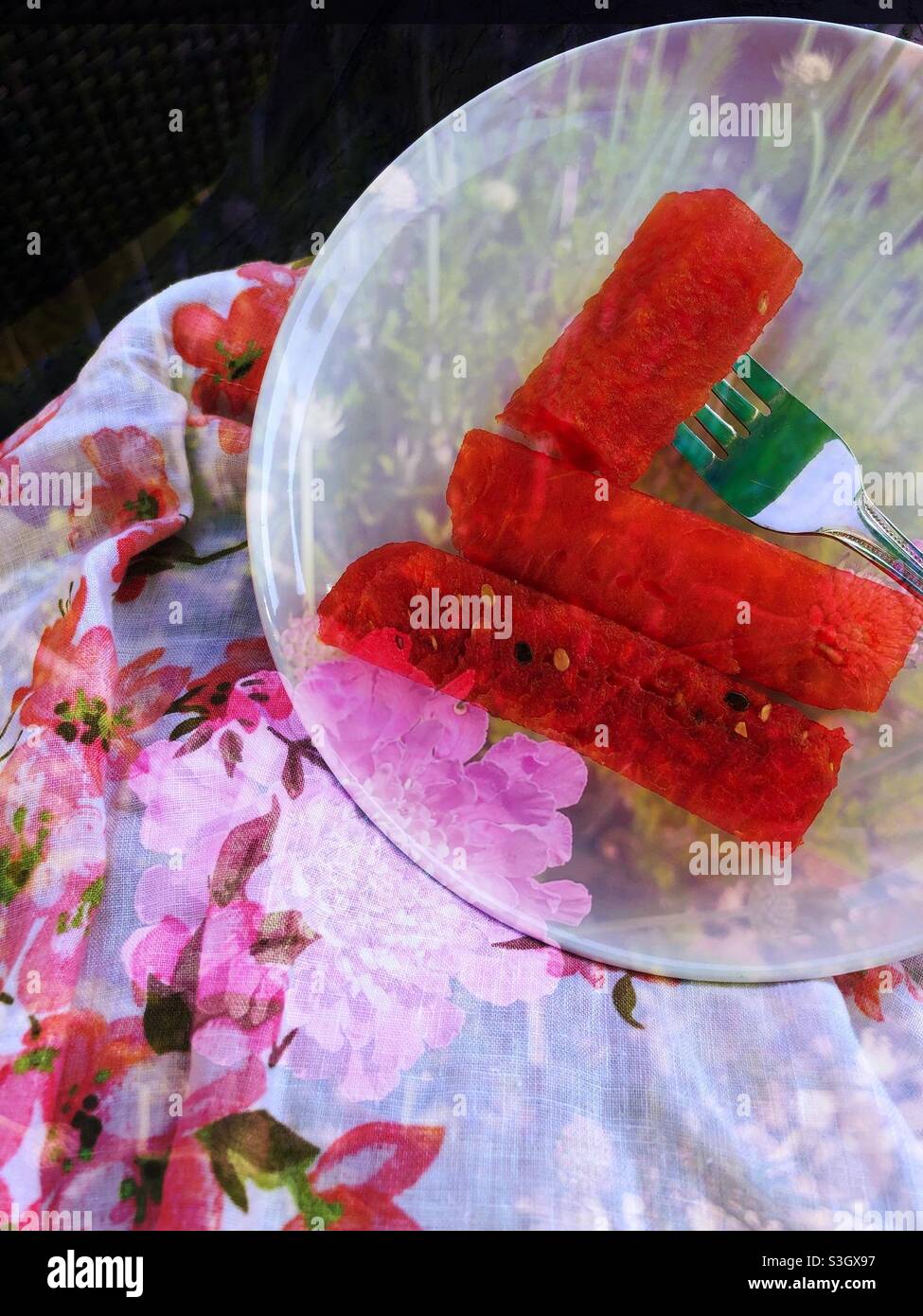 Doppia esposizione rosa e rosso Foto Stock