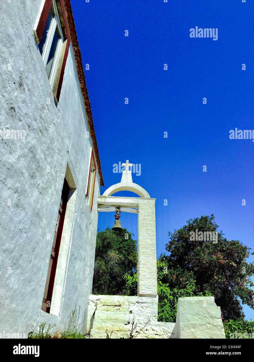 Chiesa sull'isola greca di Paxos Foto Stock