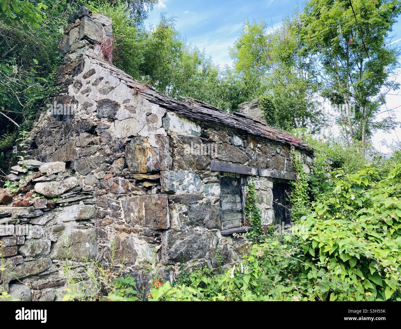 Vecchio cottage in Galles Foto Stock