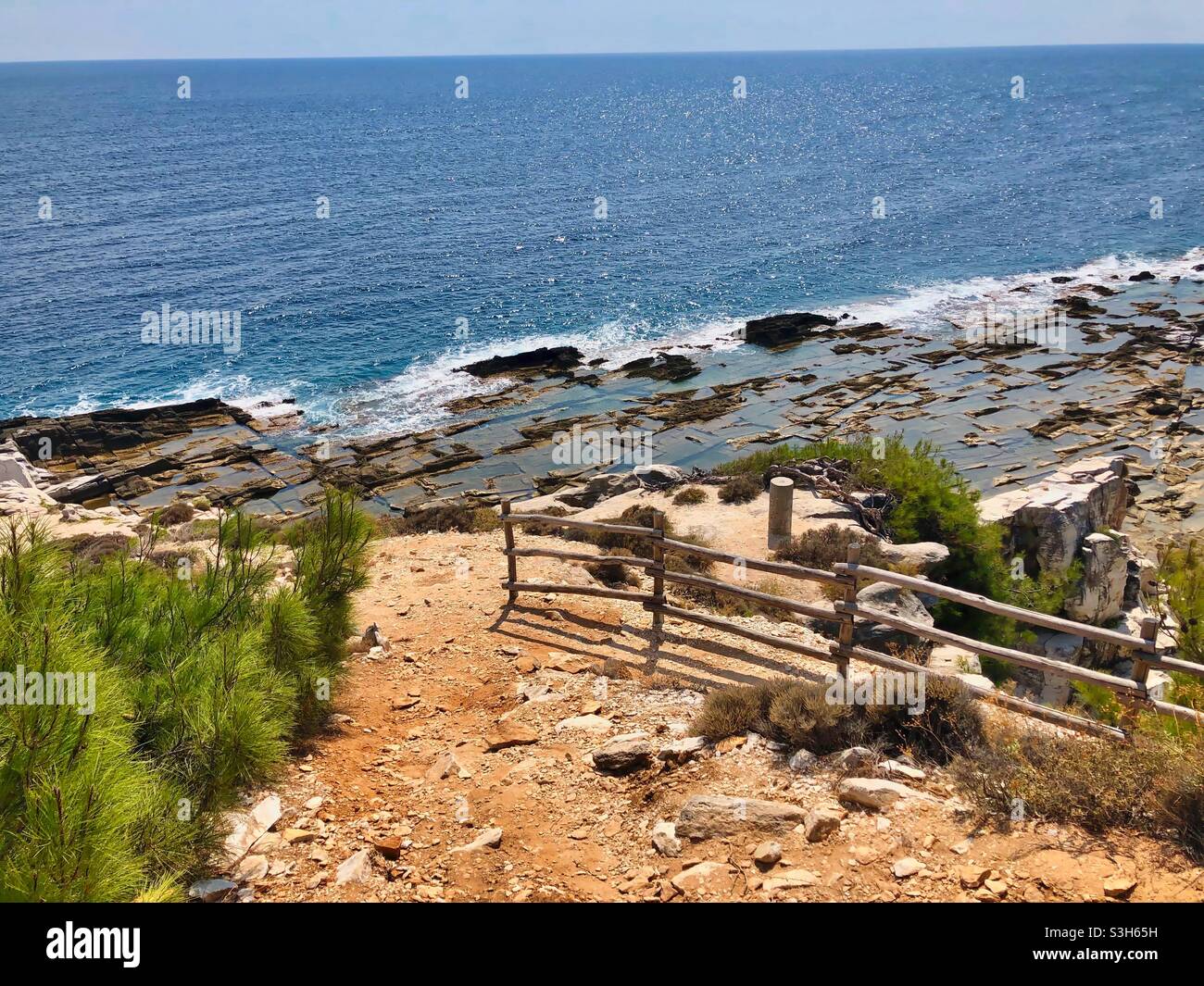 Antica cava di marmo ad Aliki, isola di Thassos, Grecia. Foto Stock