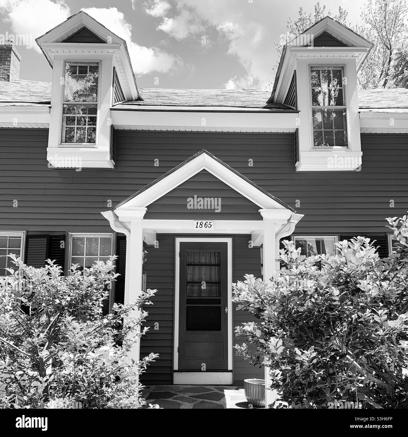 Immagine in bianco e nero di una casa a Walpole, Cheshire County, New Hampshire, Stati Uniti Foto Stock