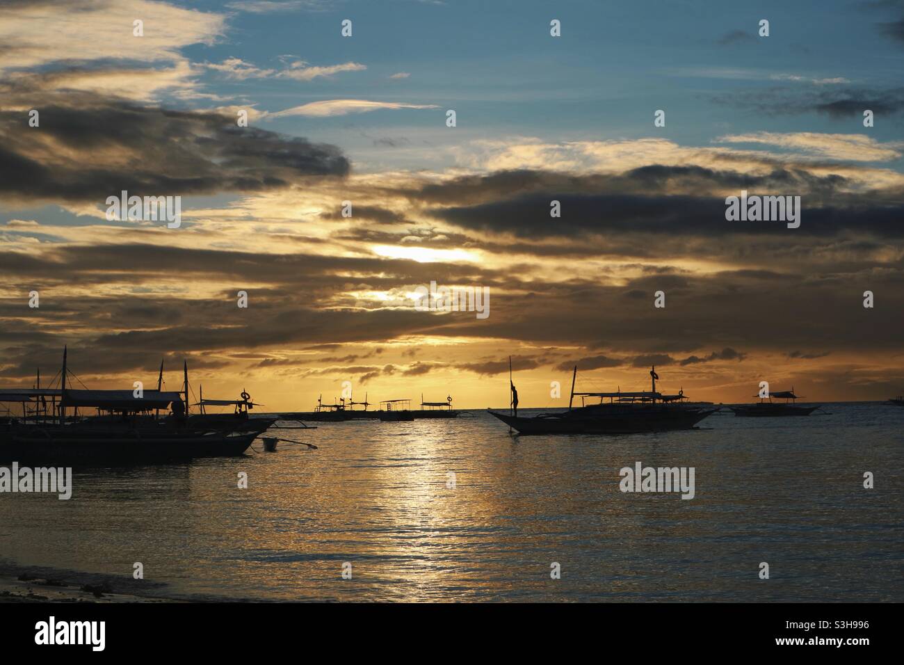 tramonto al mare Foto Stock