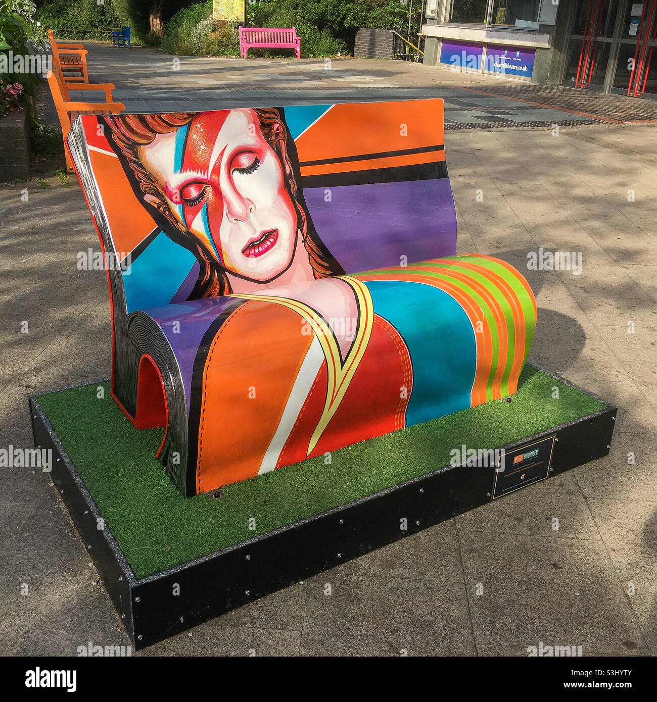 Banco commemorativo David Bowie, Bromley Foto Stock