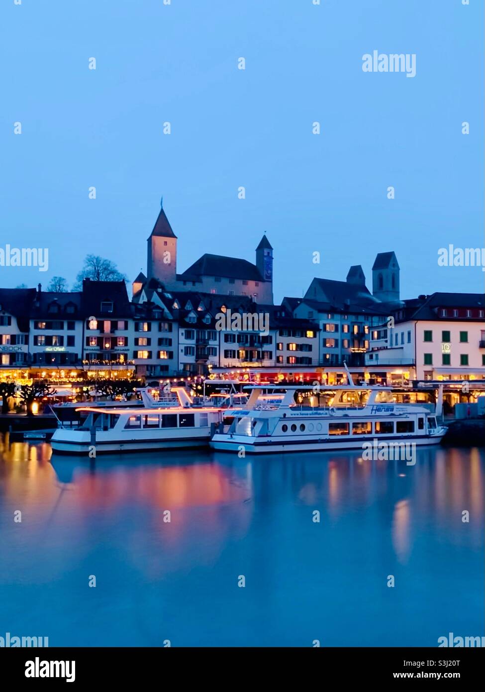 Atmosfera serale a Rapperswil, Svizzera Foto Stock
