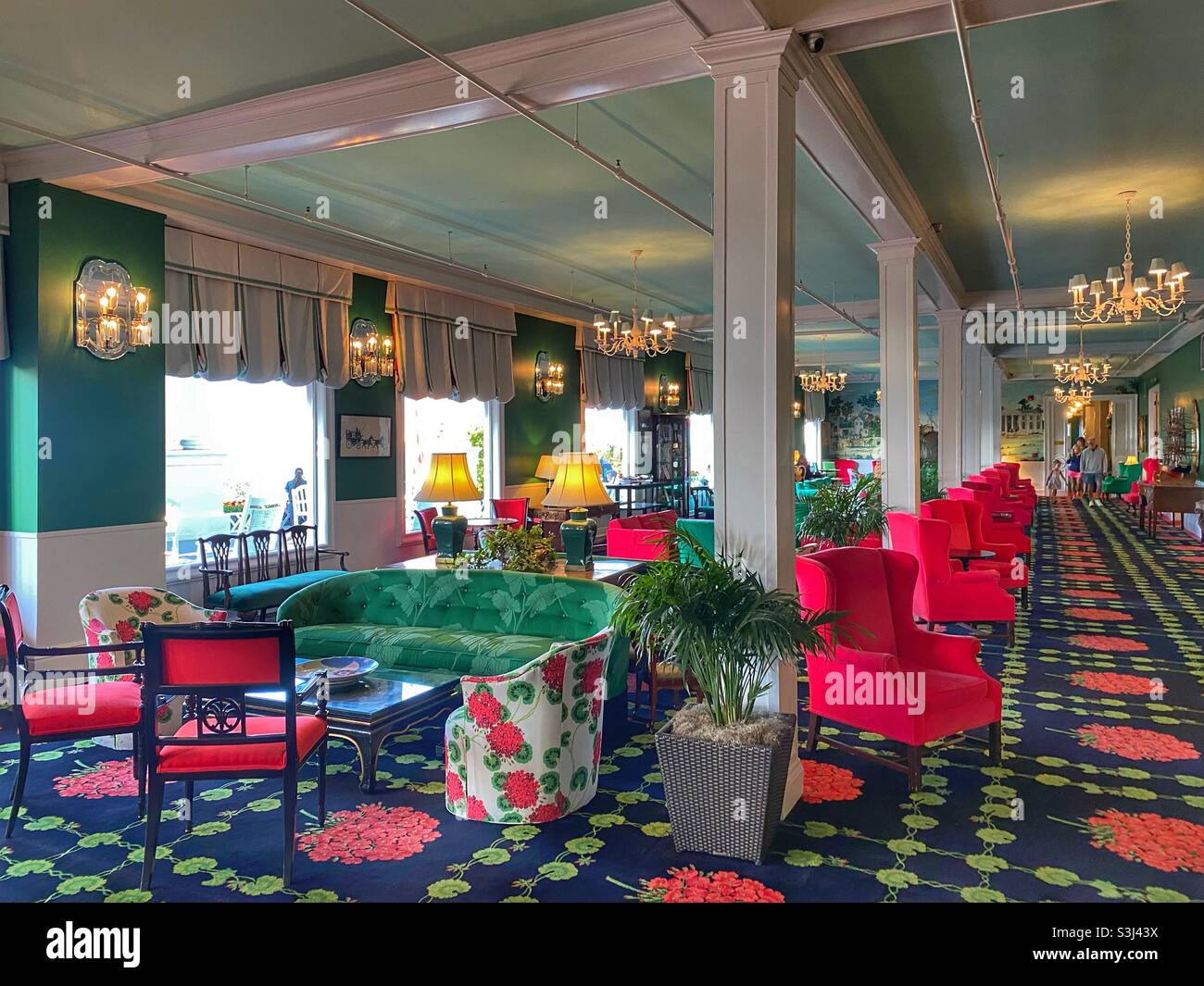 All'interno del Grand Hotel sull'Isola di Mackinac Foto Stock