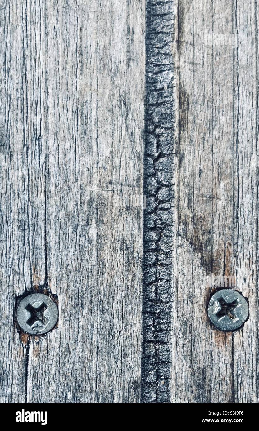 Viti in legno resistente agli agenti atmosferici Foto Stock