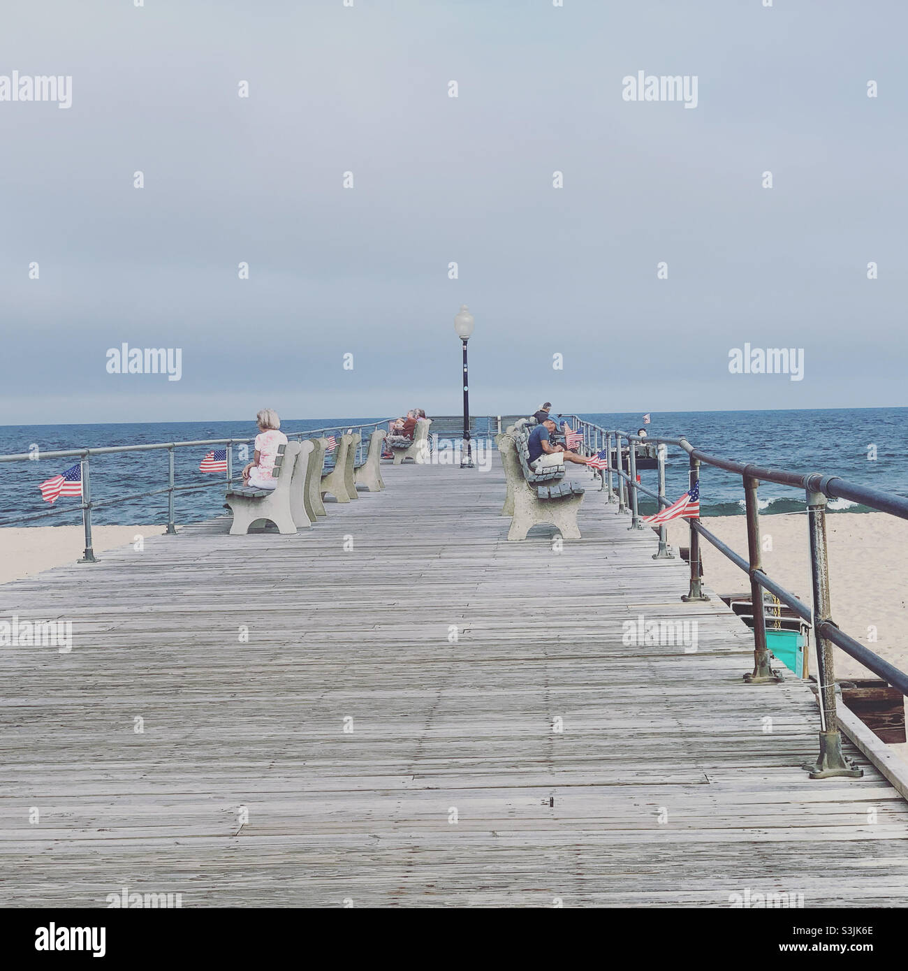 Agosto 2021, Ocean Grove Fishing Pier, Ocean Grove, Neptune Township, Monmouth County, New Jersey, Stati Uniti Foto Stock