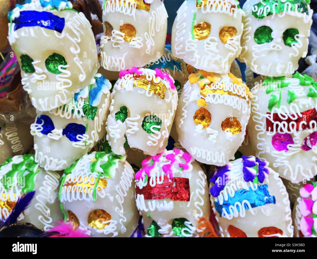 Scafi di zucchero (cavalera), dia de los Muertos (giorno dei morti), Oaxaca, Messico Foto Stock