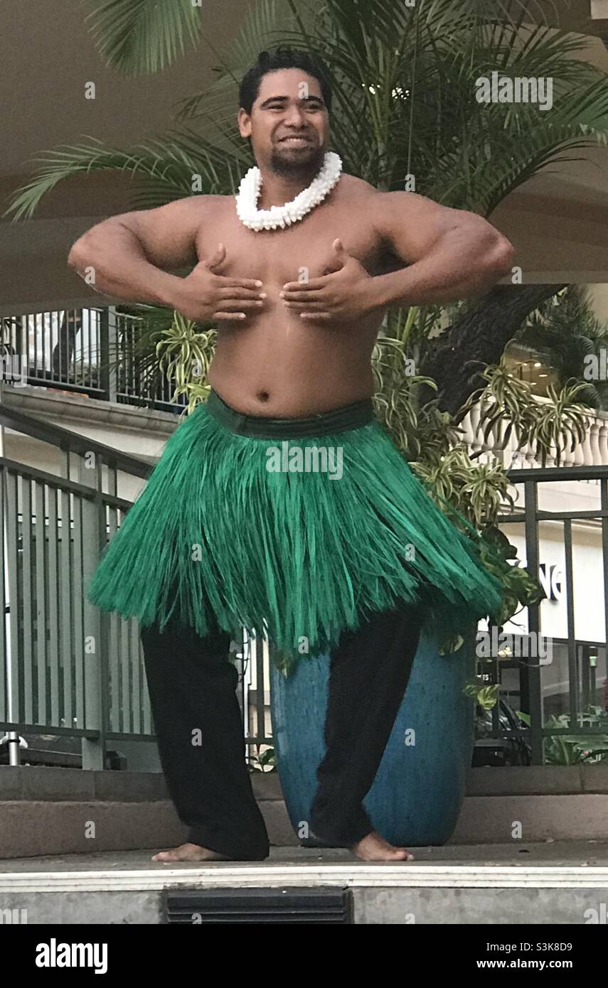 Maschio hula ballerino Maui Hawaii Foto Stock