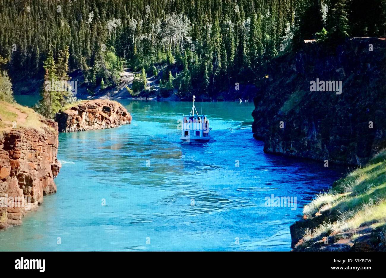 Yukon, Canada, Miles Canyon, Yukon River, tour in barca Foto Stock