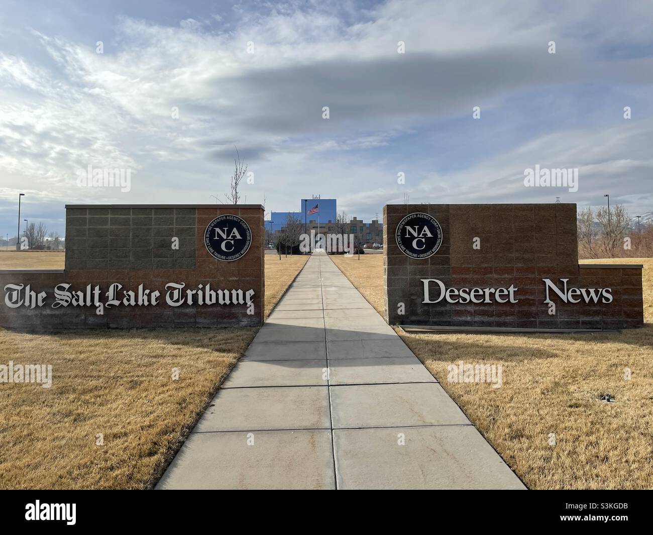 Un servizio di stampa di giornali recentemente chiuso per i quotidiani dello Utah, per le Deseret News e per il Salt Lake Tribune. - Immagine stock catturata con smartphone