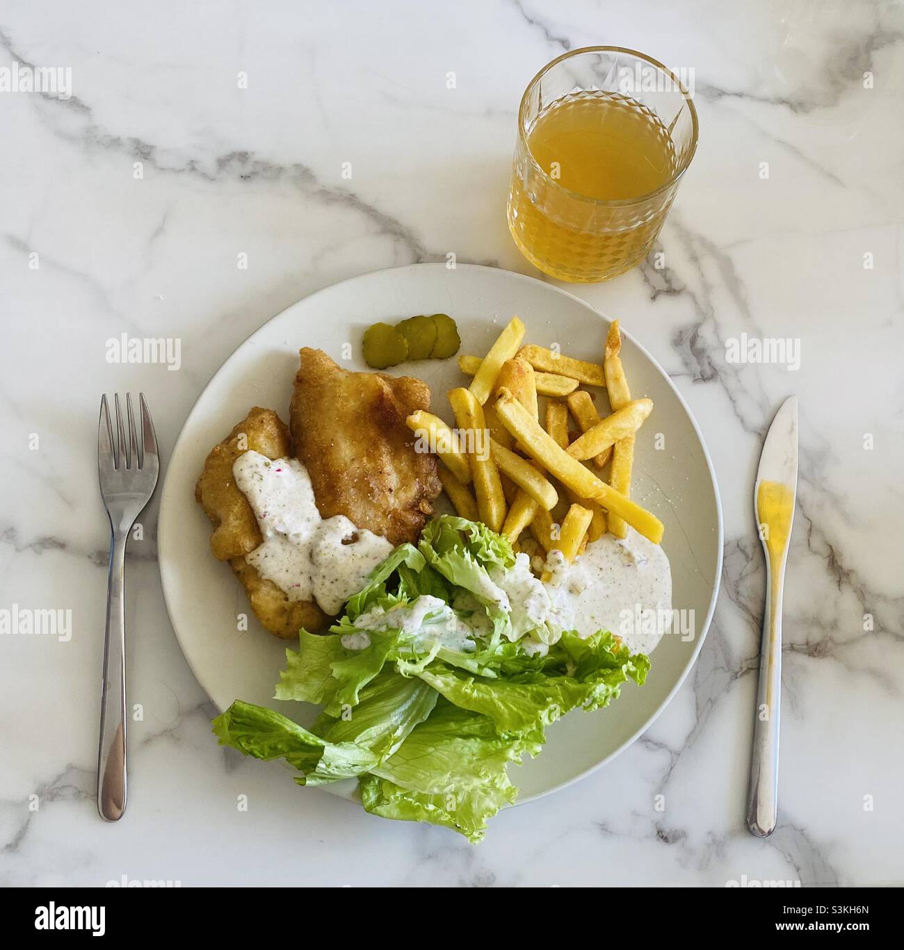 Fishnchips fatti in casa Foto Stock