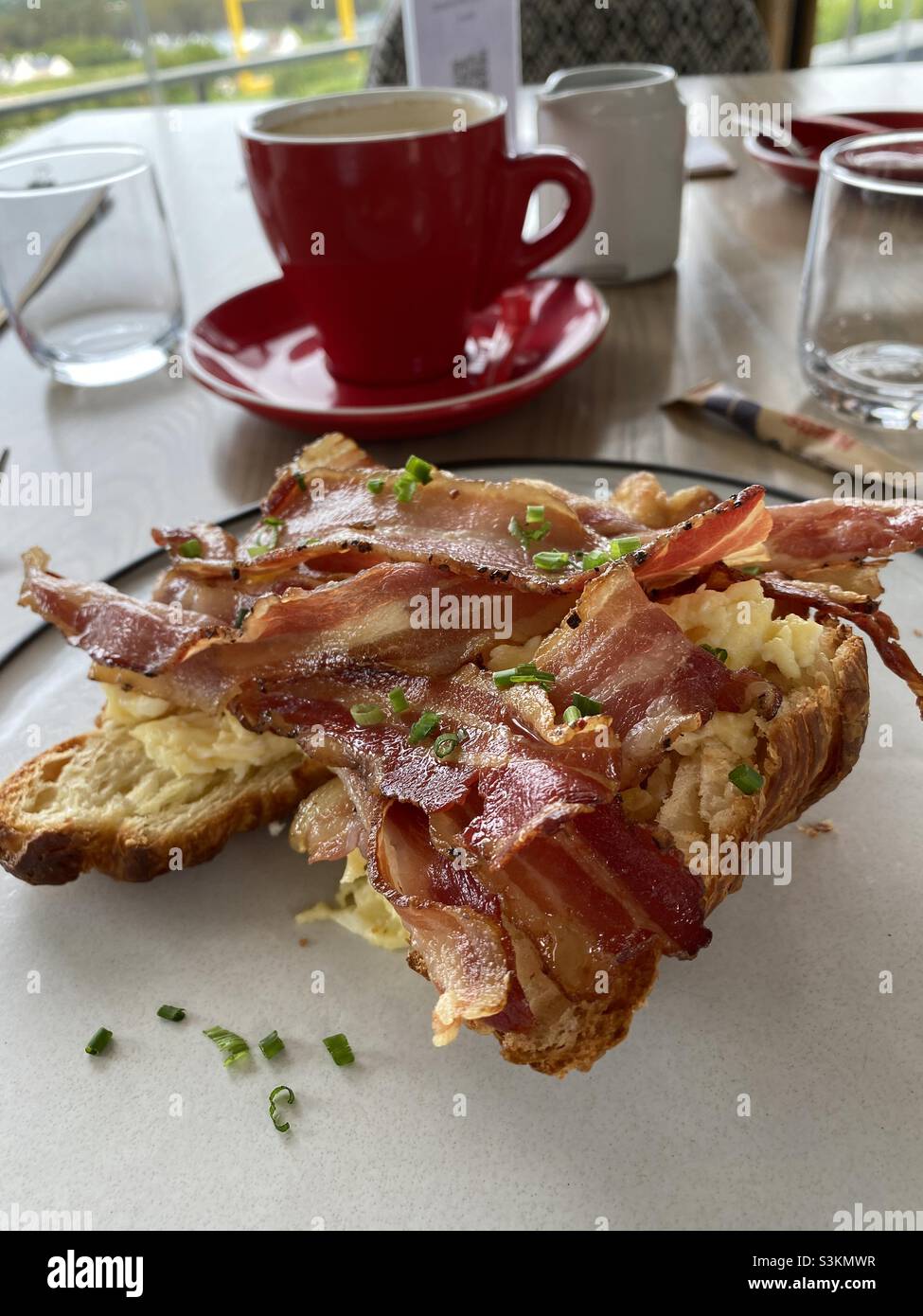 Colazione presso Haute Cabrière a Franschhoek, Sudafrica. Foto Stock