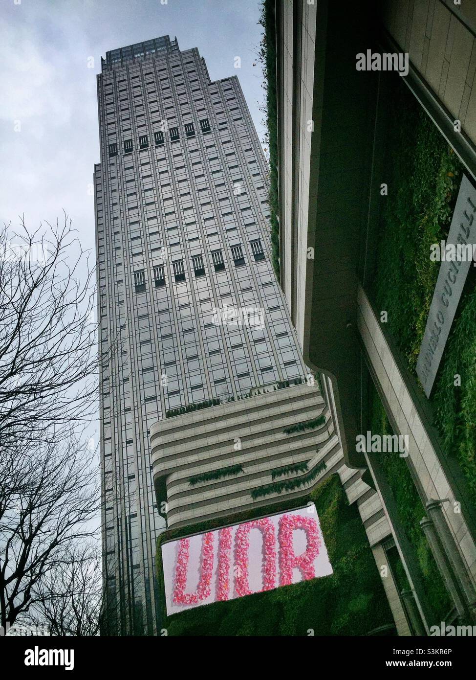 Il blocco della torre ospita le suite e l'hotel K11 ATELIER che fanno parte dello sviluppo del Victoria Dockside, con l'esterno del centro commerciale K11 MUSEA, Tsim Sha Tsui, Kowloon, Hong Kong Foto Stock