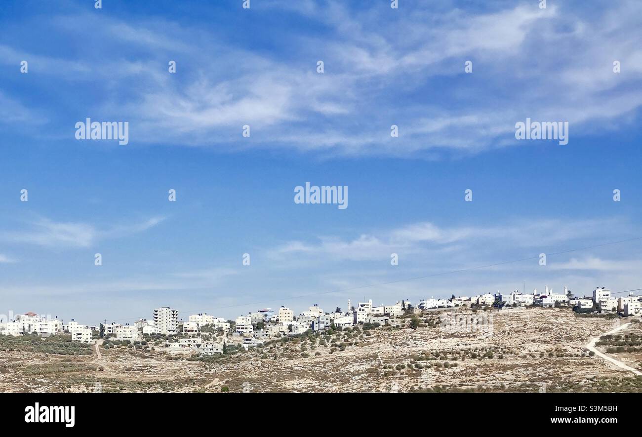 Un villaggio palestinese in Cisgiordania (territori occupati). Foto Stock