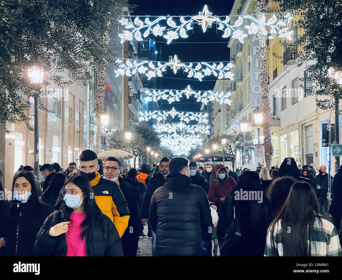 Salerno luci di Natale Foto Stock