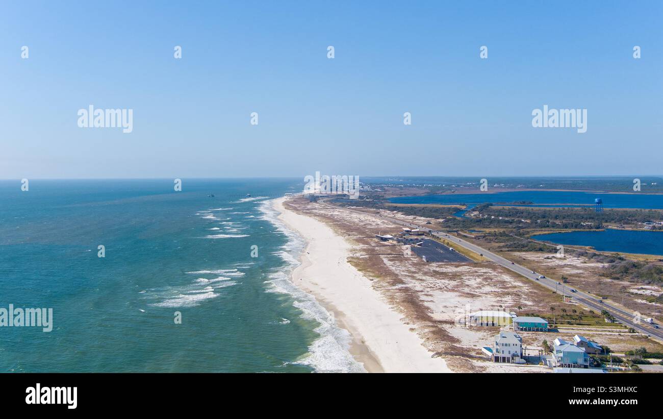 Vista aerea di Orange Beach e Gulf Shores, Alabama nel mese di novembre Foto Stock