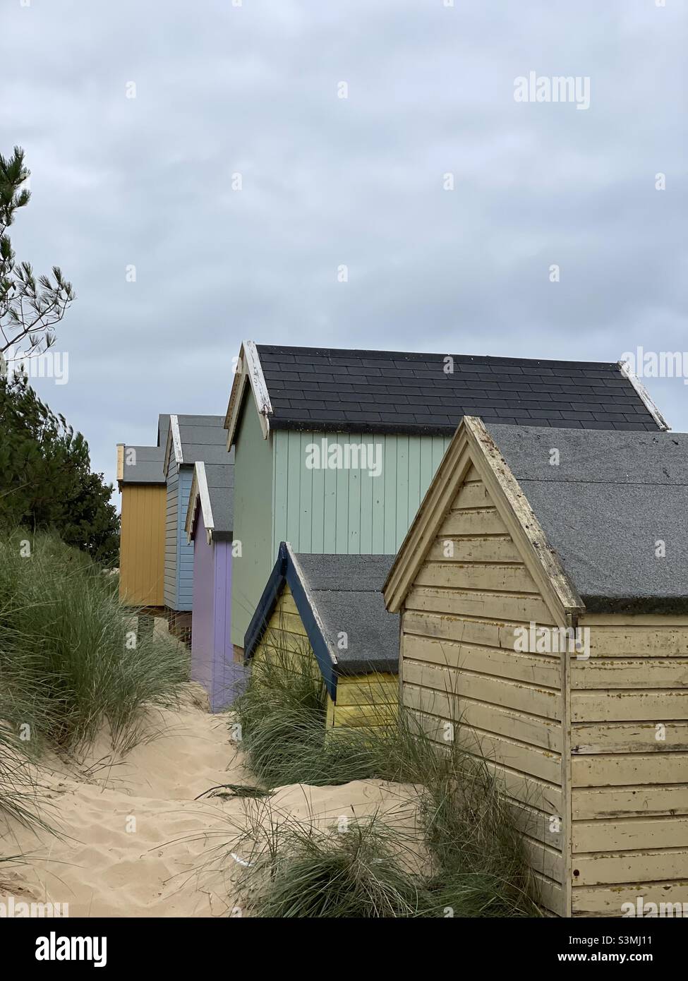 Beach Huts Wells accanto al mare Norfolk Foto Stock
