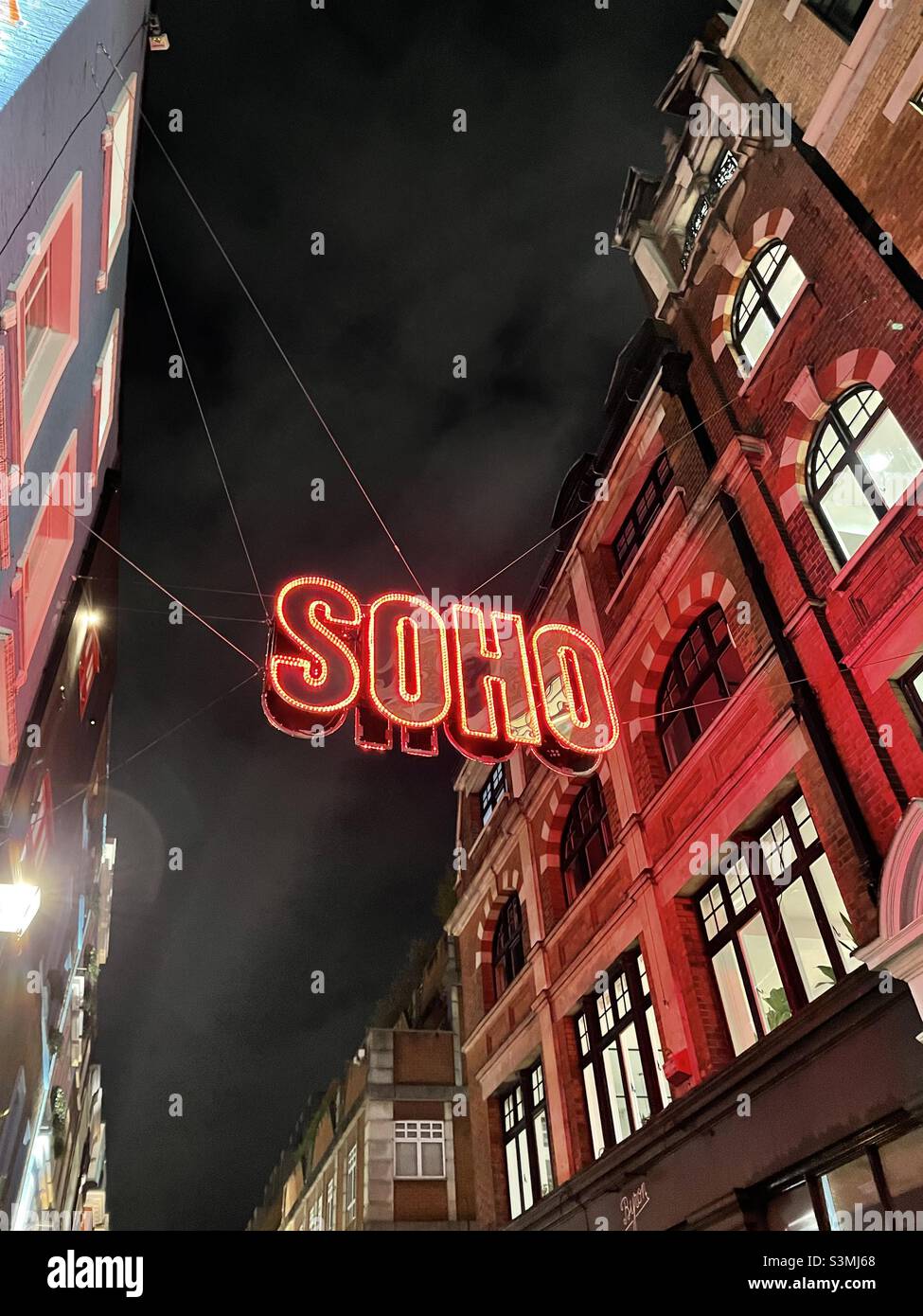 Soho London luci di Natale neon Foto Stock