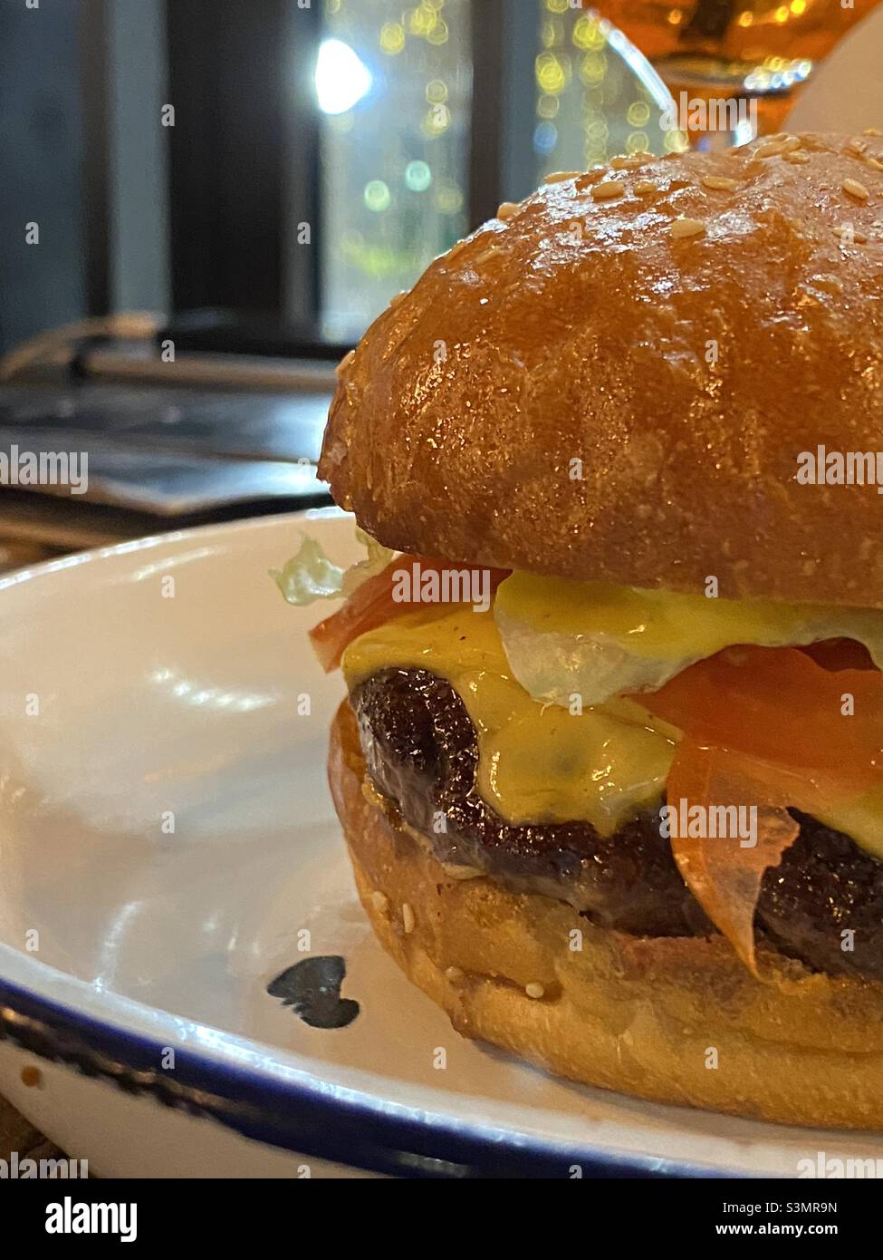 hamburger di carne succosa Foto Stock