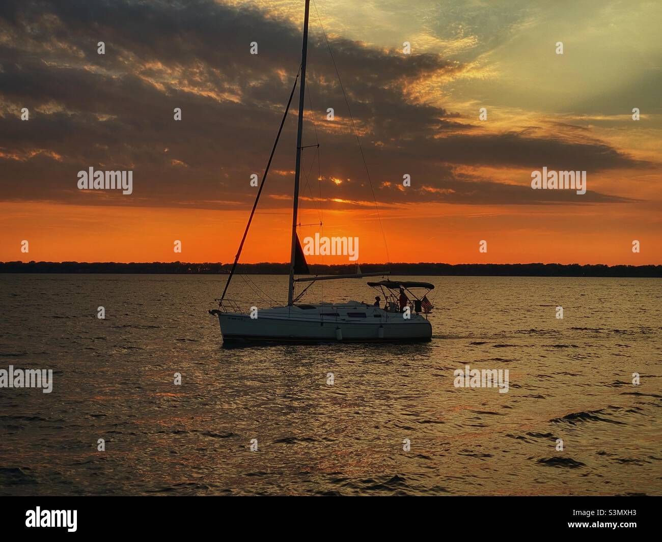 Tramonto al Presque Isle state Park Foto Stock