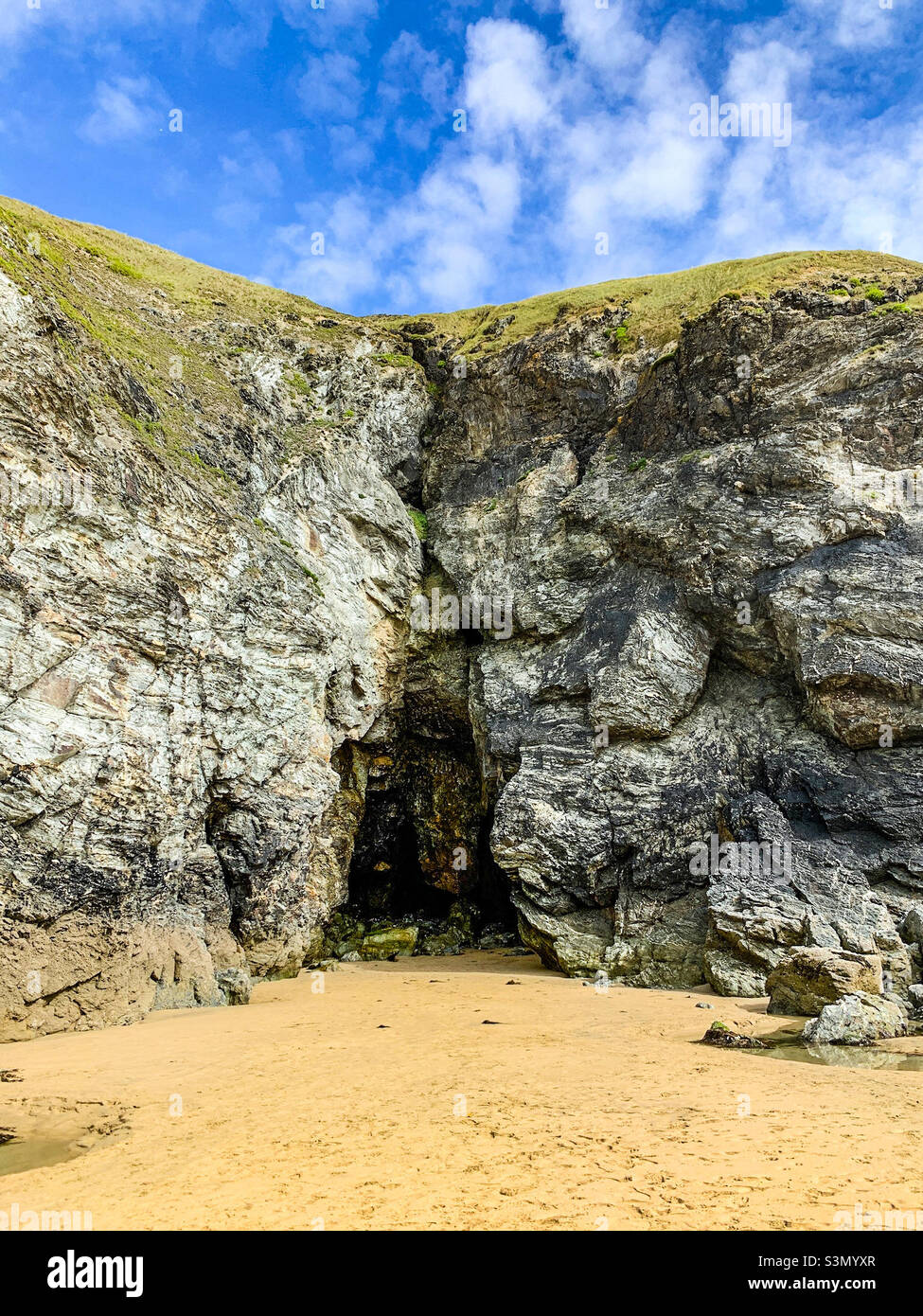 Linea costiera di Perranporth in Cornovaglia Foto Stock