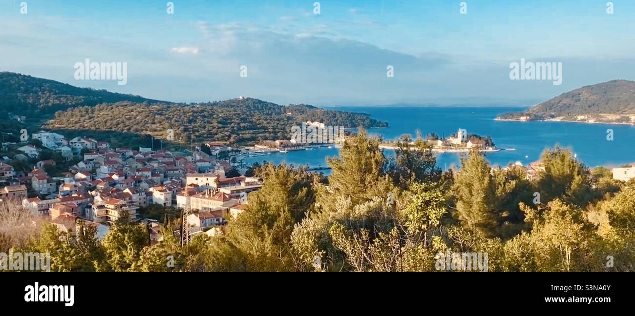 L'isola di Vis in Croazia ospita la spiaggia di Stiniva, premiata dalle migliori destinazioni europee, come una delle migliori spiagge d'Europa Foto Stock