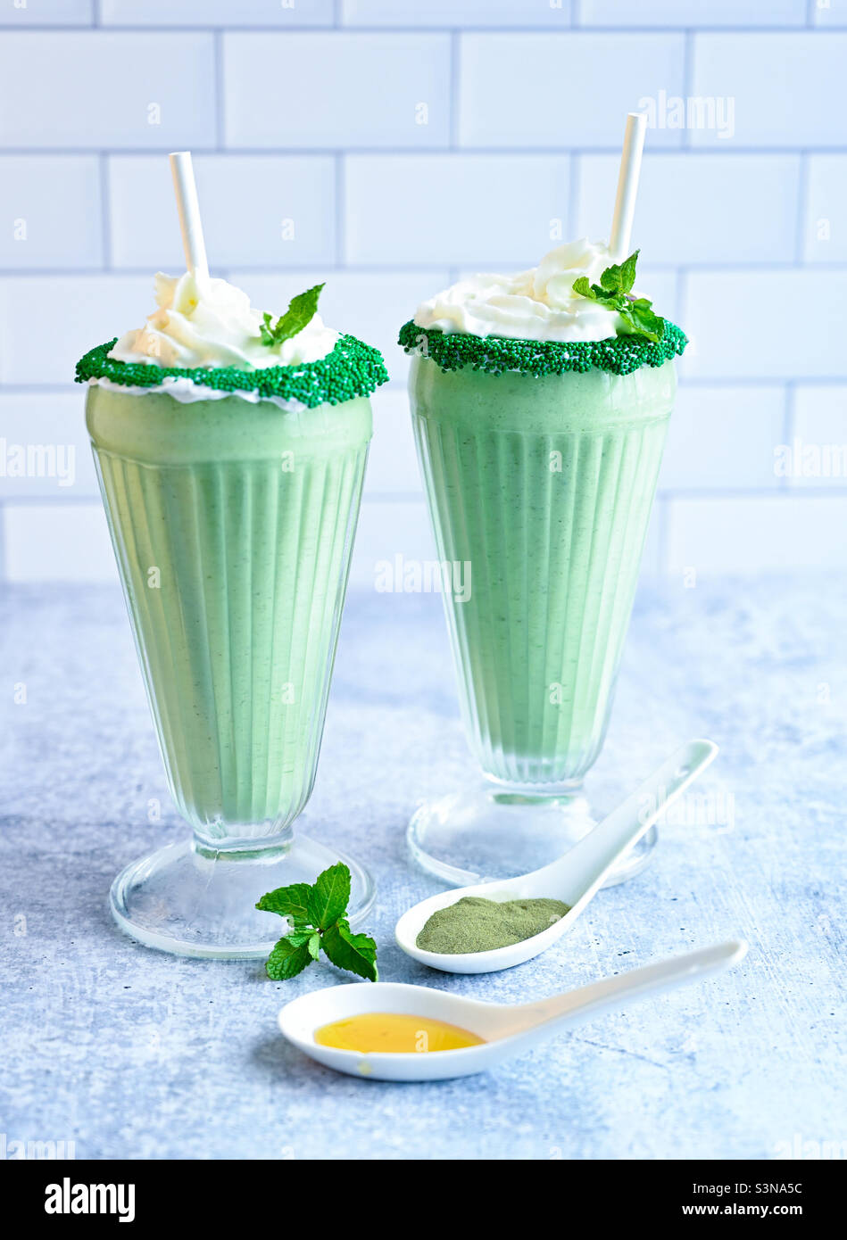 shamrock verde vegano frullati Foto Stock