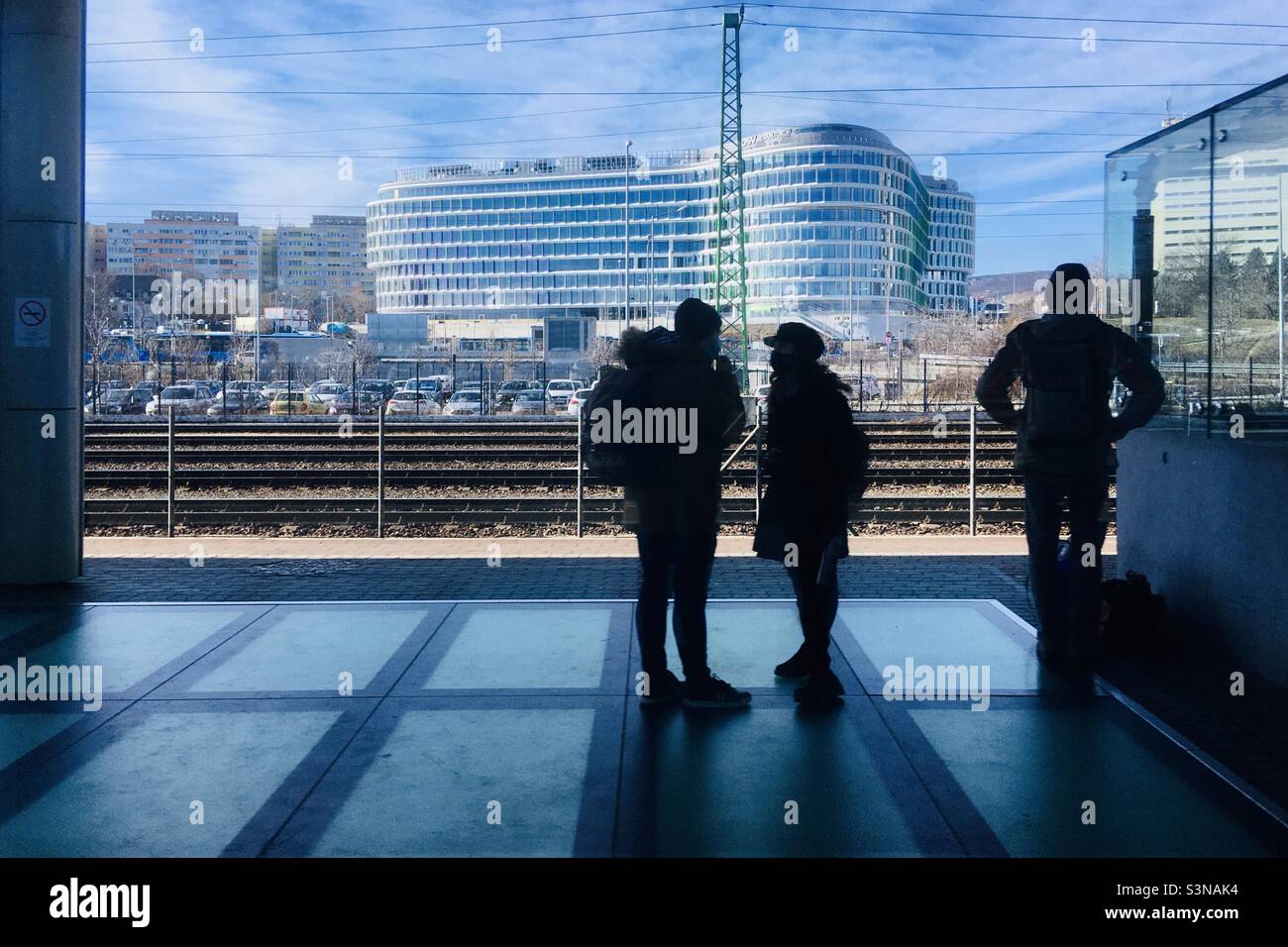 Budapest ONE Business Park visto dalla stazione ferroviaria di Kelenfold, Budapest, Ungheria Foto Stock
