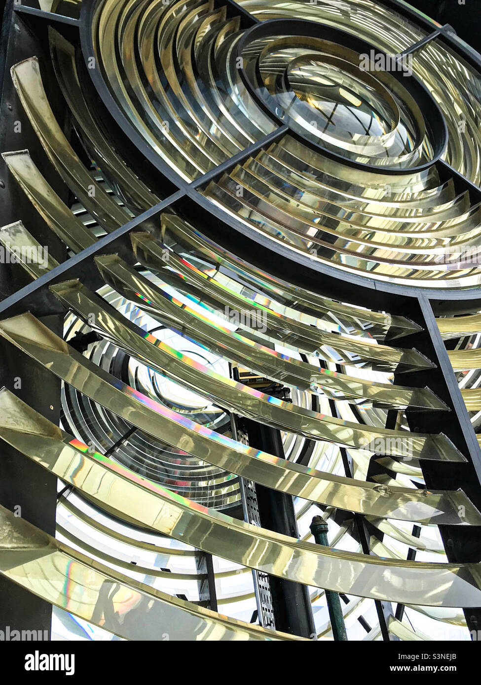 Ottica del faro - lenti di vetro al faro di Lizard Foto Stock