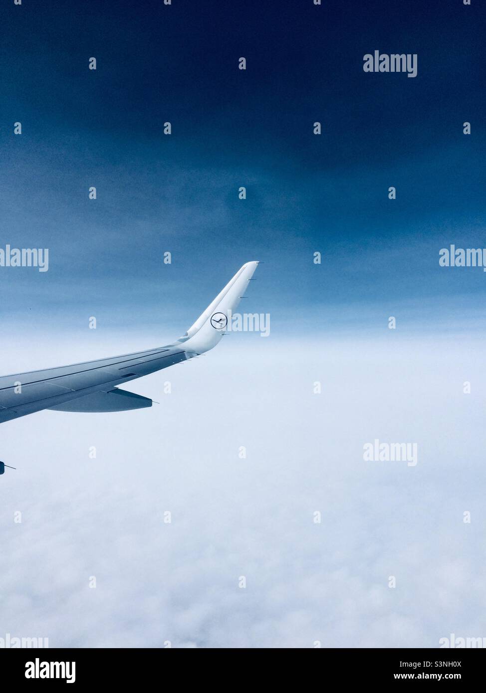 Logo Lufthansa su un'ala volante - Immagine stock catturata con smartphone
