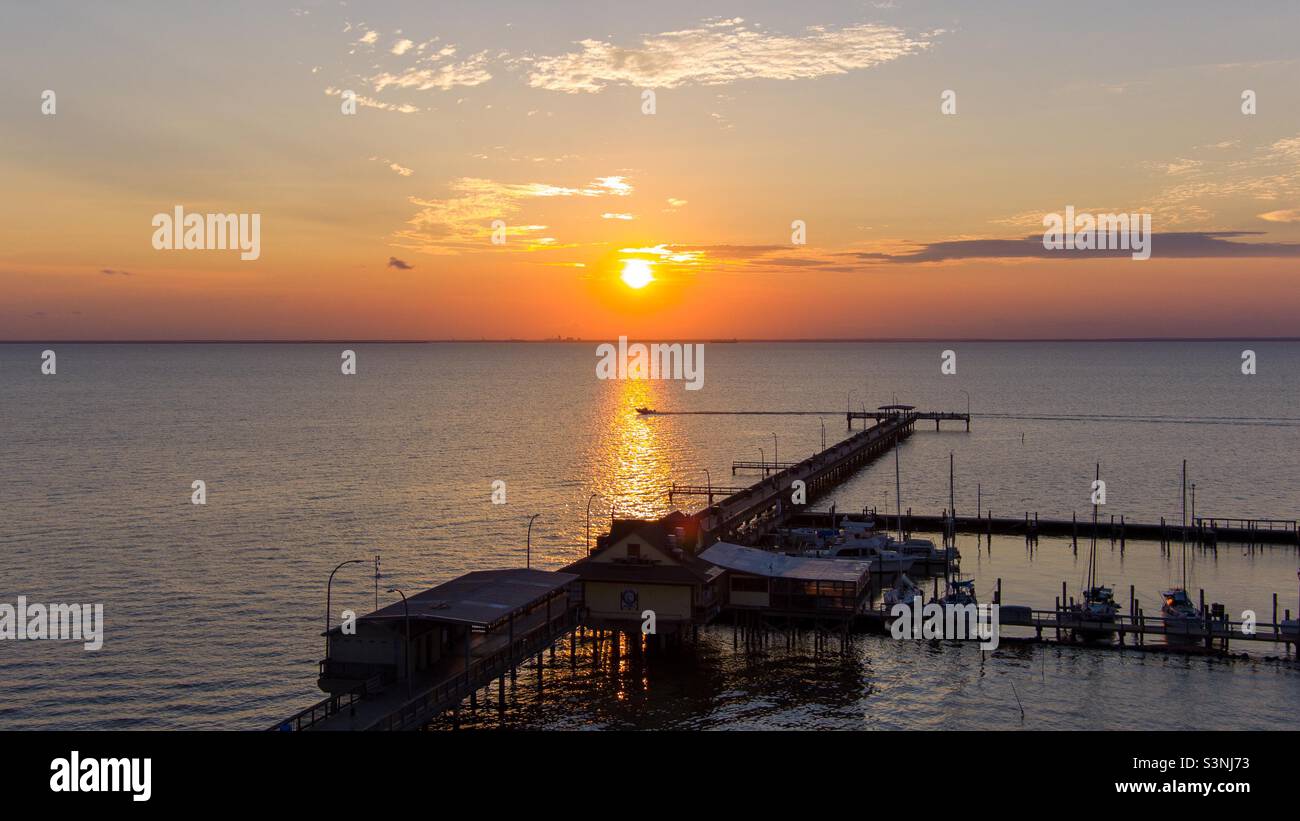 Molo Fairhope al tramonto Foto Stock