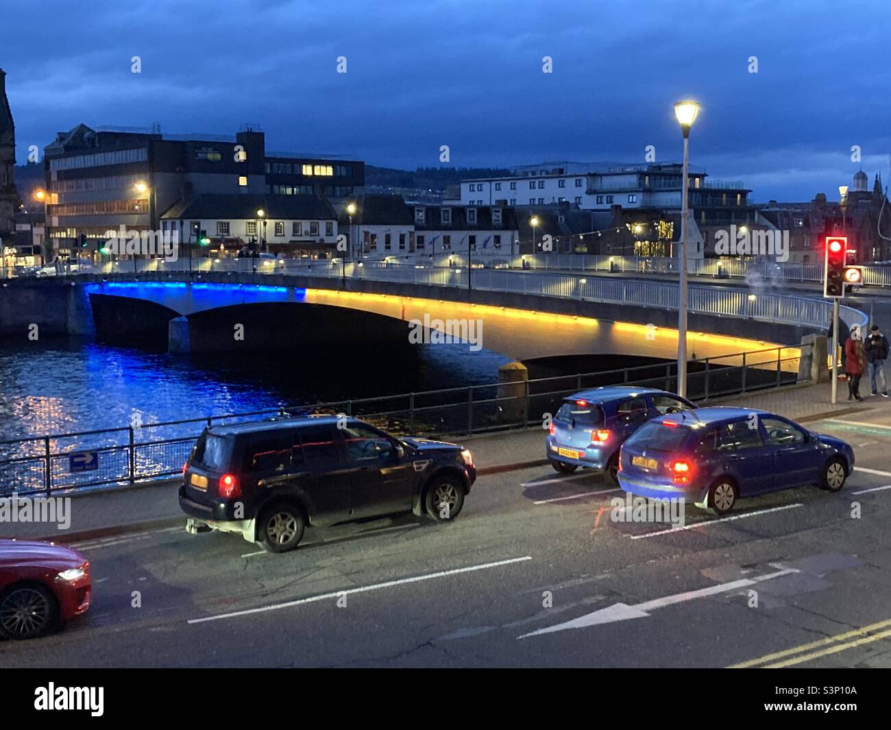 Sostegno all'Ucraina a Inverness, Scozia - Immagine stock catturata con smartphone