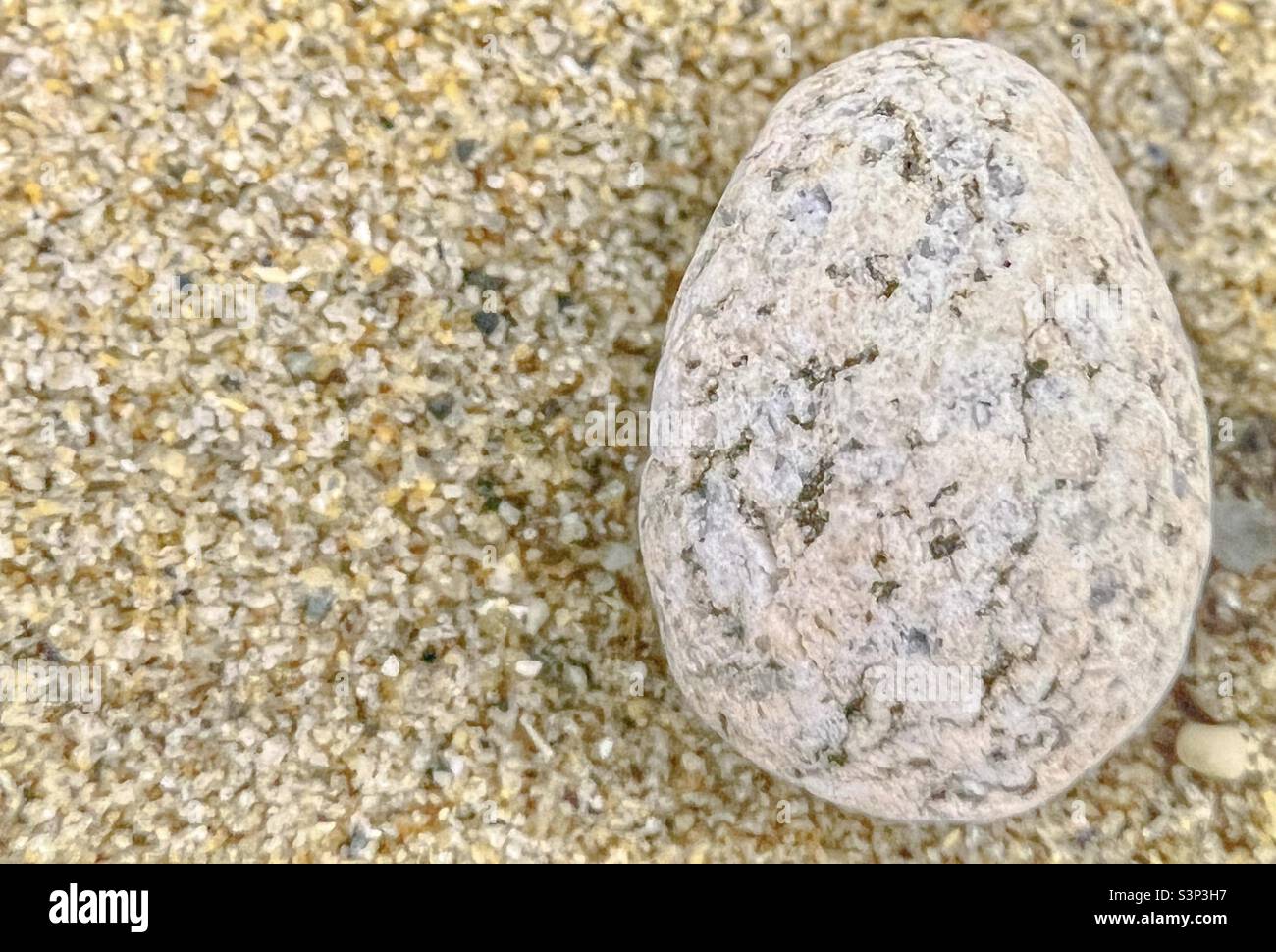 Roccia a forma di uovo sulla spiaggia di Martha Vineyard Foto Stock