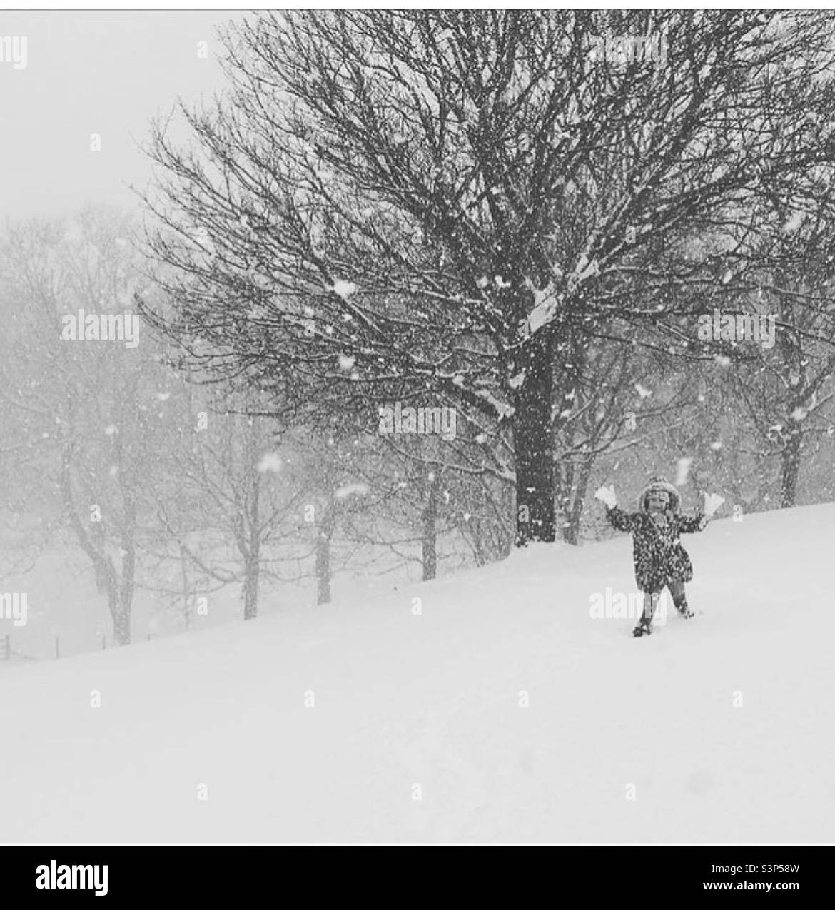 Bambino nella neve Foto Stock