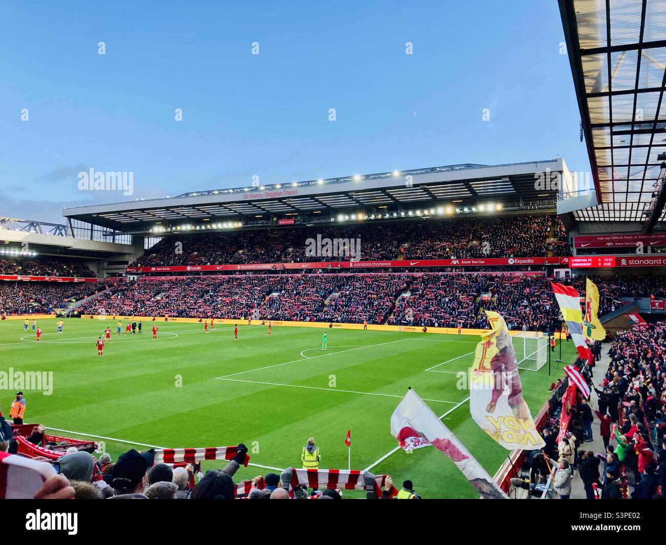 Anfield, stadio di calcio del Liverpool FC Arne slot Foto Stock