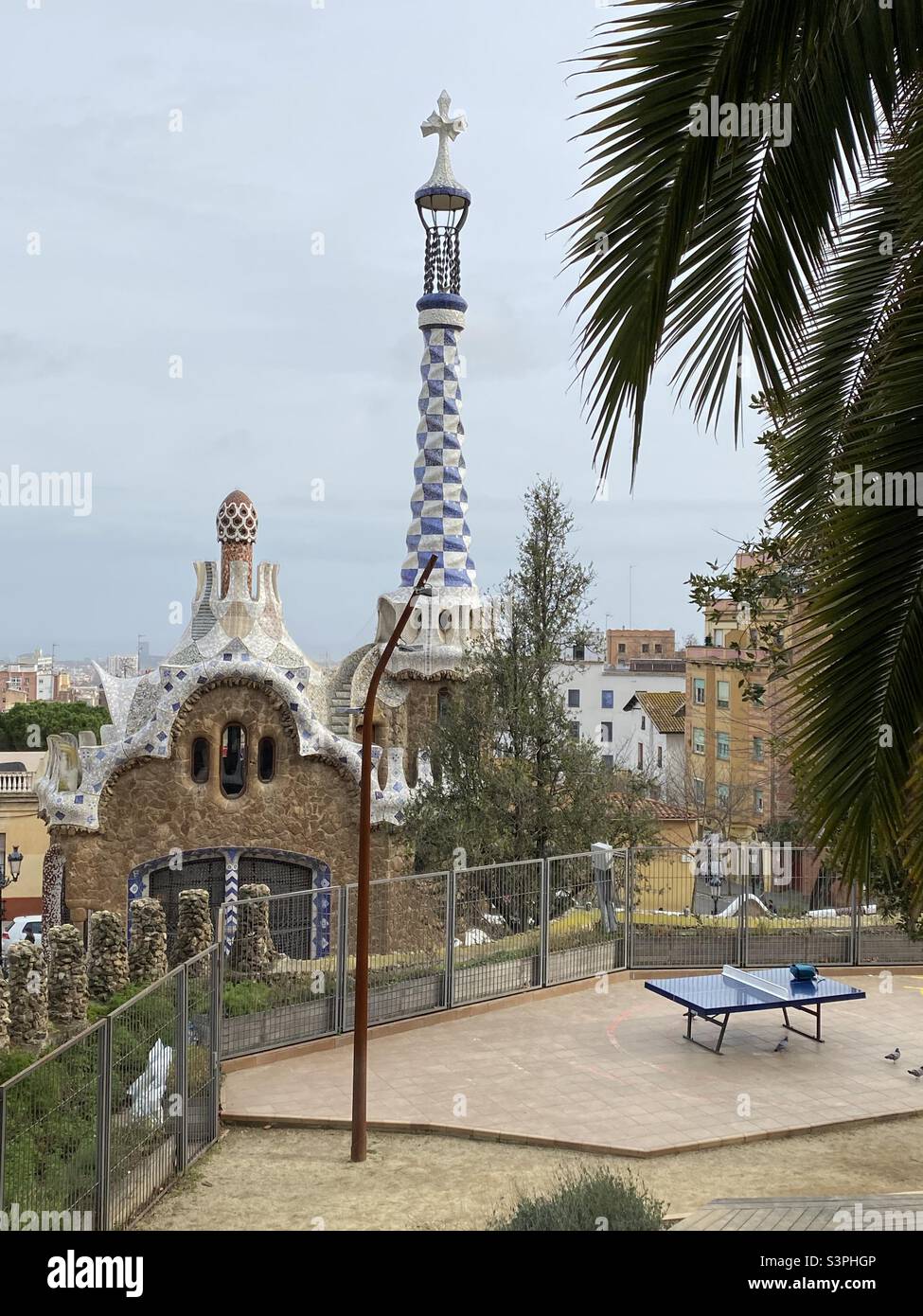 Vista da Park Güell, Barcellona, Catalunya, Spagna, Europa. Marzo 2022. Foto Stock