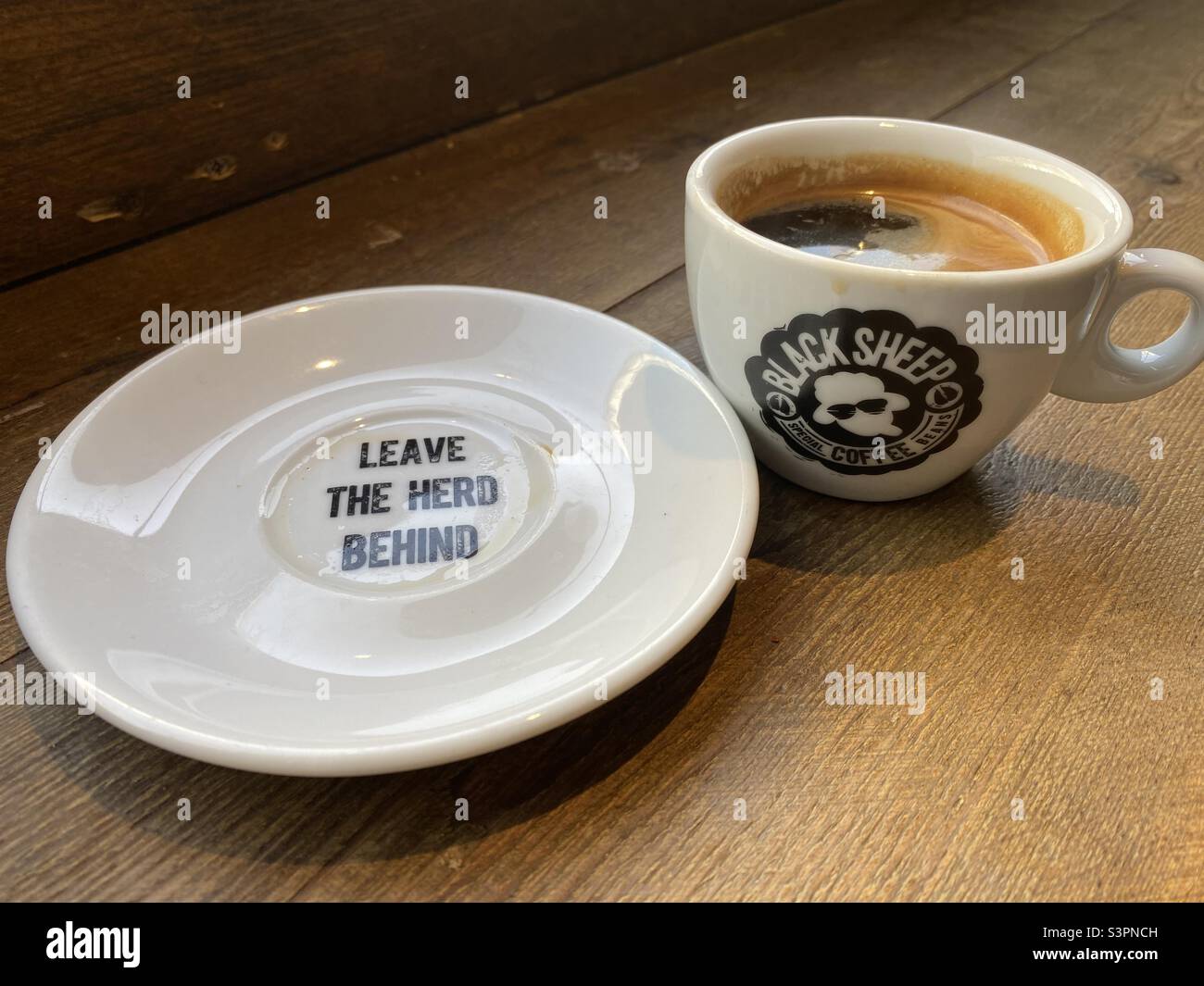 Caffè con un motto! Foto Stock