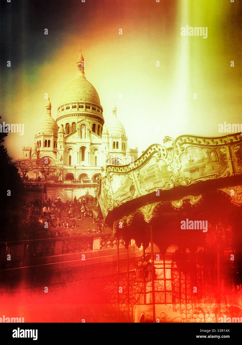 Riassunto della Basilica del Sacré-Cœur, Montmartre, Parigi, Francia Foto Stock