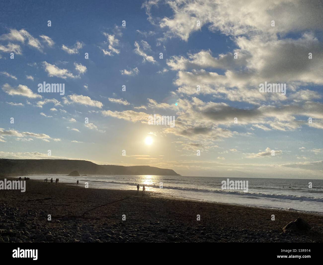 Cornish Winter Beach Sunset Foto Stock