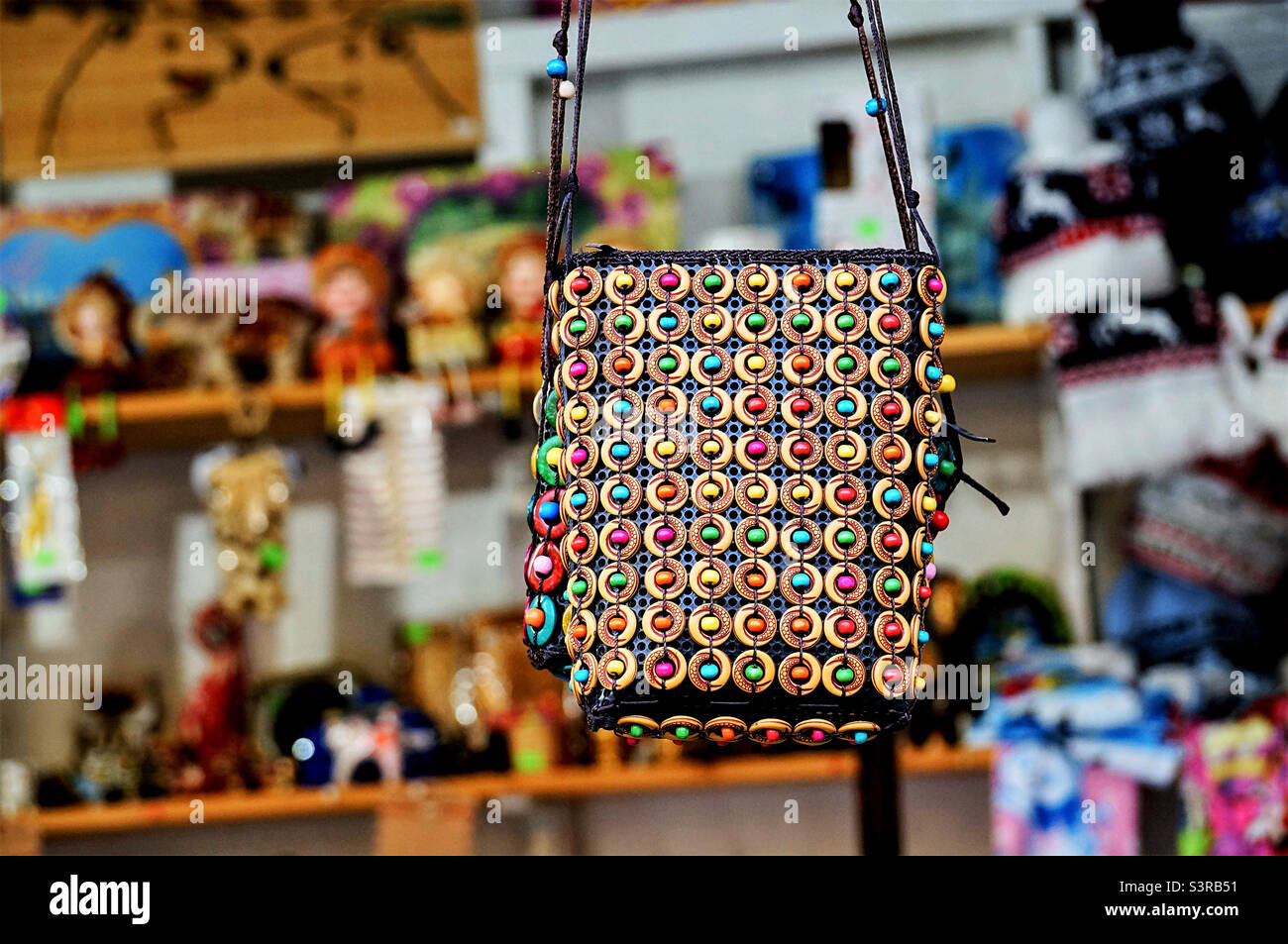 borsa fatta a mano con motivo colorato Foto Stock