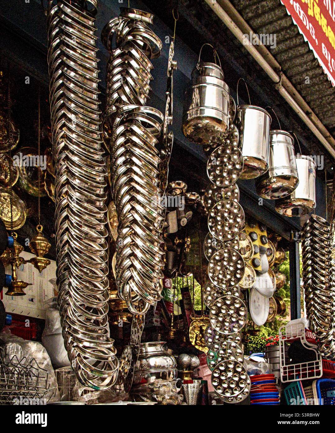 Negozio di articoli da cucina indiani Foto Stock