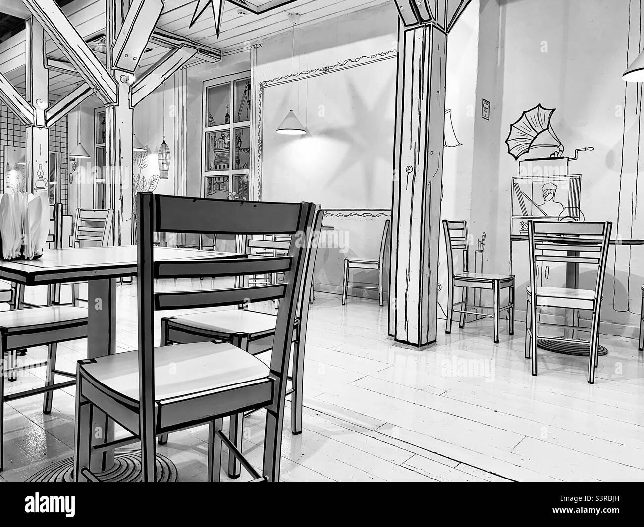 Interni creativi in bianco e nero - Immagine stock catturata con smartphone