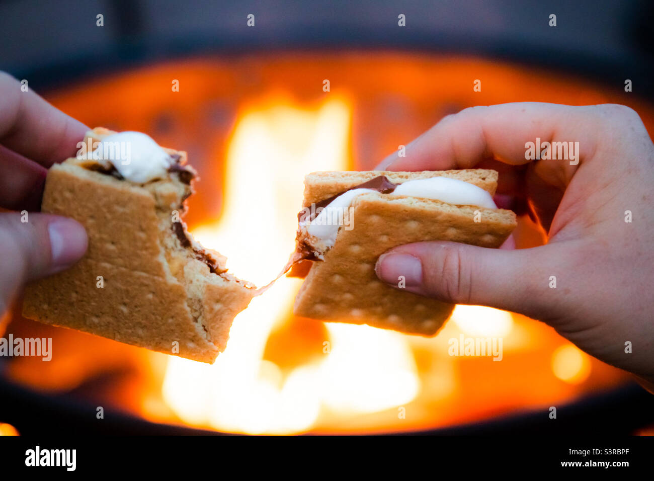 Io stesso cucinavo i compiti! Amami un falò e alcuni di loro. Niente di meglio di una notte d'estate Foto Stock