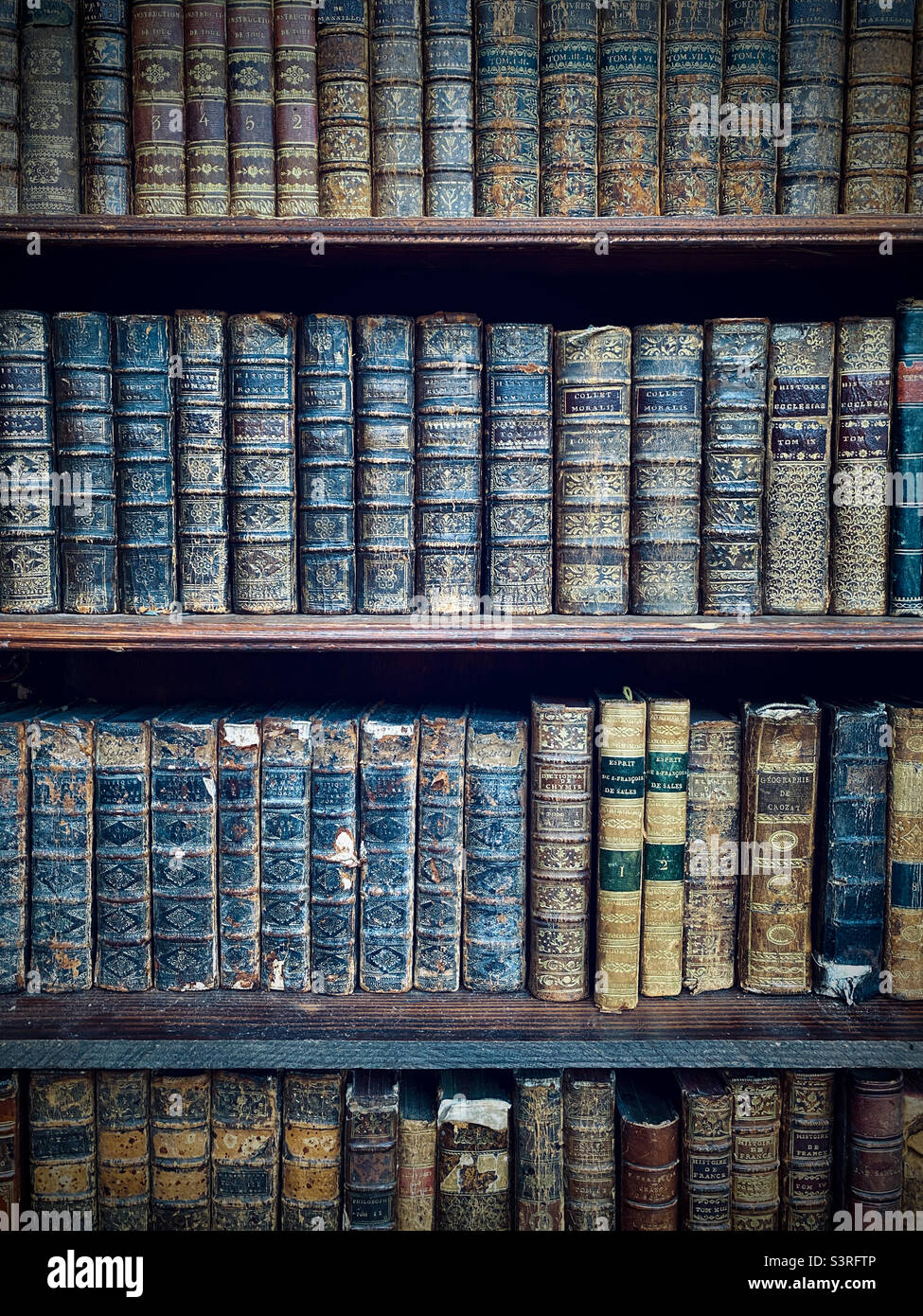 Antichi libri francesi al mercato delle pulci Foto Stock